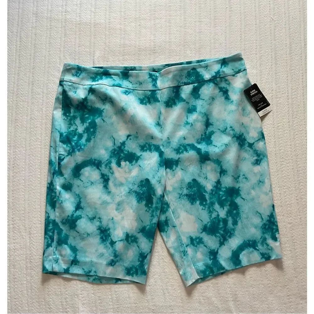 COUNTERPART 24W Wide Band Pull on Super Stretchy Short - TEAL PRINT